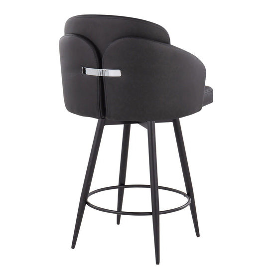 Dahlia - 26" Fixed-height Faux Leather Counter Stool (Set of 2) - Black