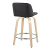 Toriano - 24" Fixed-Height Counter Stool (Set of 2) - Natural & Chrome Round Base