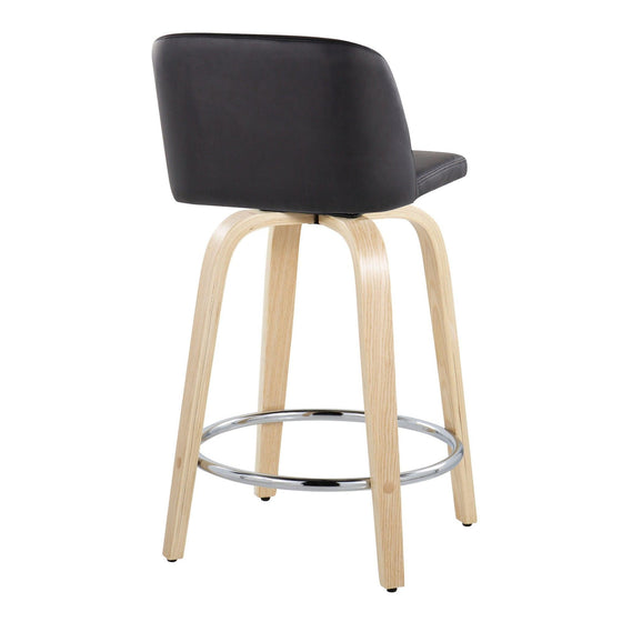 Toriano - 24" Fixed-Height Counter Stool (Set of 2) - Natural & Chrome Round Base
