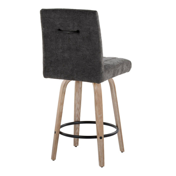 Hank - 26" Fixed-Height Counter Stool With Swivel And Round Black Metal Footrest (Set of 2) - Whitewashed Wood