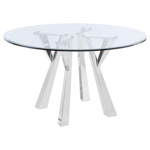  Alaia - Round Clear Glass Top Dining Table - Chrome