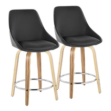 Diana - 24" Fixed-Height Counter Stool With Swivel And Round Chrome Metal Footrest (Set of 2) - Zebra Wood