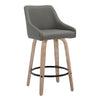Hannah - 26" Fixed-Height Counter Stool With Swivel And Round Black Metal Footrest (Set of 2) - Whitewashed Wood