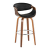 Symphony - 30" Fixed-Height Barstool With Swivel And Round Chrome Metal Footrest (Set of 2) - Walnut Wood