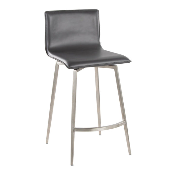 Mara - 26" Upholstered Fixed-Height Counter Stool With Swivel (Set of 2) - Stainless Steel