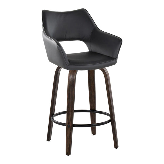 Mustang - 26" Fixed-Height Counter Stool With Swivel - Walnut Glazed Wood (Set of 2)