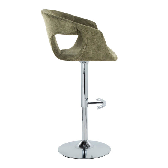 Curva - Adjustable Barstool With Rounded T Footrest (Set of 2) - Chrome Metal