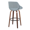 Fabrico - 30" Fixed-Height Barstool With Swivel And Round Black Metal Footrest (Set of 2) - Walnut Wood