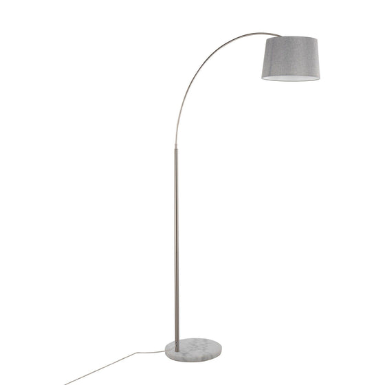 March - Floor Lamp - White Marble And Nickel