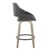 Fabrico - 26" Fixed-Height Counter Stool With Swivel And Round Black Metal Footrest (Set of 2) - Light Gray Wood