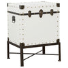Nancy - Upholstered Vintage Side Table Storage Trunk - White