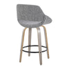 Fabrico - 26" Fixed-Height Counter Stool With Swivel And Round Black Metal Footrest (Set of 2) - Light Gray Wood