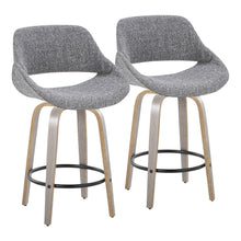  Fabrico - 26" Fixed-Height Counter Stool With Swivel And Round Black Metal Footrest (Set of 2) - Light Gray Wood