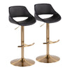 Fabrico - Adjustable Barstool With Swivel And Rounded T Footrest (Set of 2) - Gold Metal