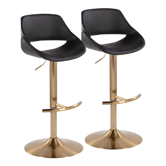 Fabrico - Adjustable Barstool With Swivel And Rounded T Footrest (Set of 2) - Gold Metal