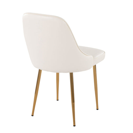 Marcel - Glam Dining Chair - Gold Frame And White Faux Leather (Set of 2)
