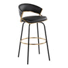 Jie - 30" Fixed-Height Barstool With Swivel - Gold And Black Legs (Set of 2)