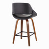 Fabrico - Fixed-Height Counter Stool With Square Black Footrest (Set of 2) - Walnut Wood
