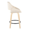 Fabrico - 26" Fixed-Height Counter Stool With Swivel And Round Black Metal Footrest (Set of 2) - Natural Wood