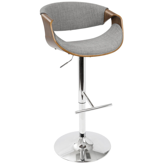 Curvini - Adjustable Barstool With Swivel - Walnut (Set of 2)