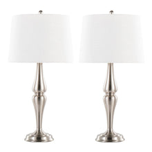  Sawyer - 30" Metal Table Lamp - Brushed Nickel And White Linen from Grandview Gallery (Set of 2)