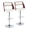 Cecina - Adjustable Barstool With Swivel And Rounded Rectangle Footrest (Set of 2) - Chrome Metal, Cherry Wood