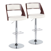  Cecina - Adjustable Barstool With Swivel And Rounded Rectangle Footrest (Set of 2) - Chrome Metal, Cherry Wood