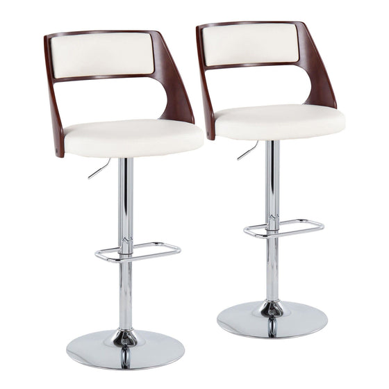 Cecina - Adjustable Barstool With Swivel And Rounded Rectangle Footrest (Set of 2) - Chrome Metal, Cherry Wood