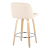 Toriano - 26" Fixed-height Faux Leather Counter Stool (Set of 2) - Beige And Natural