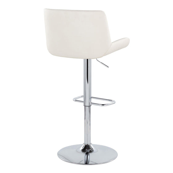 Santi - Upholstered Adjustable Barstool With Swivel And Rounded Rectangle Footrest (Set of 2) - Chrome Metal