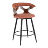 Gardenia - 25" Fixed-Height Counter Stool With Swivel And Rounded Black Metal Footrest (Set of 2) - Black Metal, Walnut Wood