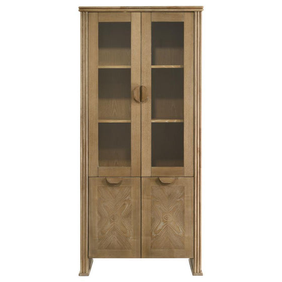 Adina - 77" Tall Display Cabinet - Distressed Light Brown