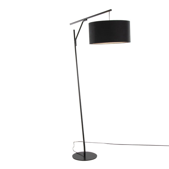 Daniella - Salon 70" Floor Lamp - Black Metal With Black Linen Shade