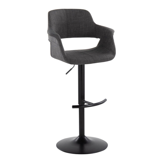 Vintage Flair - Adjustable Fabric Barstool (Set of 2) - Black Base