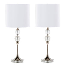  Clara - 26" Table Lamp (Set of 2) - Clear Crystal And Polished Nickel With White Linen Shade
