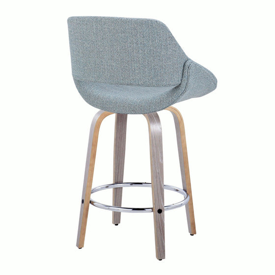 Fabrico - 26" Fixed-Height Counter Stool With Swivel And Round Chrome Metal Footrest (Set of 2) - Light Gray Wood