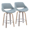 Fabrico - 26" Fixed-Height Counter Stool With Swivel And Round Chrome Metal Footrest (Set of 2) - Light Gray Wood