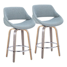  Fabrico - 26" Fixed-Height Counter Stool With Swivel And Round Chrome Metal Footrest (Set of 2) - Light Gray Wood