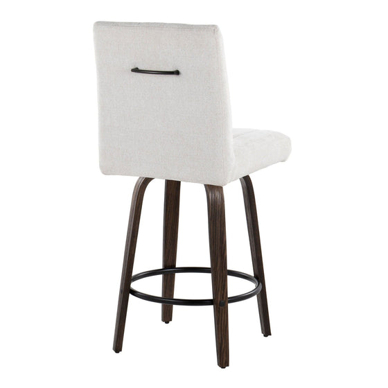 Hank - 26" Fixed-Height Counter Stool With Swivel And Round Black Metal Footrest (Set of 2) - Walnut Glazed Wood