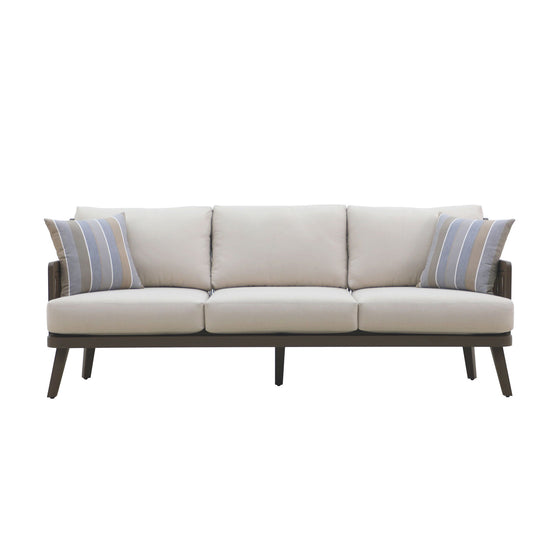 Genova - Patio Sofa With Two Accent Pillows - Gray