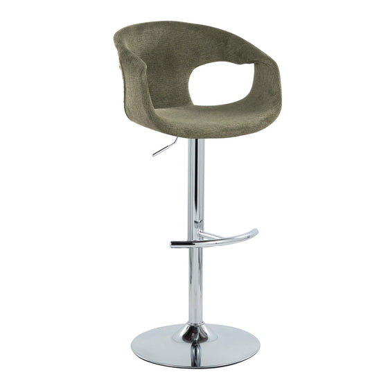 Curva - Adjustable Barstool With Rounded T Footrest (Set of 2) - Chrome Metal