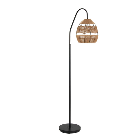 Congo - 64" Floor Lamp - Matte Black Metal And Brown Rope