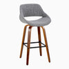Fabrico - 30" Fixed-Height Barstool With Swivel And Square Black Metal Footrest (Set of 2) - Walnut Wood