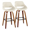 Fabrico - 30" Fixed-Height Barstool With Swivel And Square Black Metal Footrest (Set of 2) - Walnut Wood