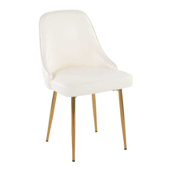 Marcel - Glam Dining Chair - Gold Frame And White Faux Leather (Set of 2)