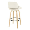 Fabrico - 30" Fixed-Height Barstool With Swivel And Round Black Metal Footrest (Set of 2) - Natural Wood