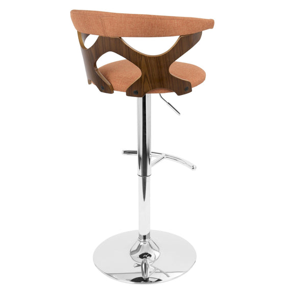 Gardenia - Adjustable Barstool - Chrome Base & Walnut Backrest