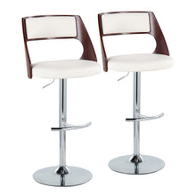  Cecina - Adjustable Barstool With Swivel And Rounded T Footrest (Set of 2) - Chrome Metal, Cherry Wood