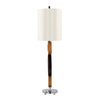 Hoops - 29" Polyresin Table Lamp - Cedar Wood And Bronze Polyresin With Chrome Metal Accents And White Linen Shade from Grandview Gallery (Set of 2)