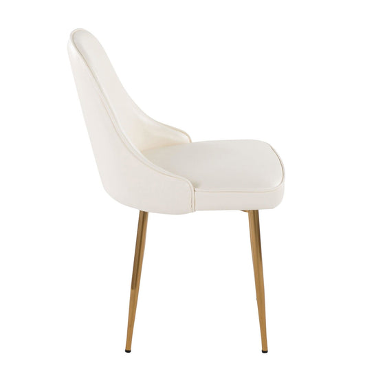 Marcel - Glam Dining Chair - Gold Frame And White Faux Leather (Set of 2)